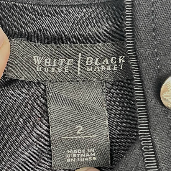 Ponte Knit White House Black Market Black Dress, Military Goldtone Buttons, Sz 2 - Picture 5 of 16